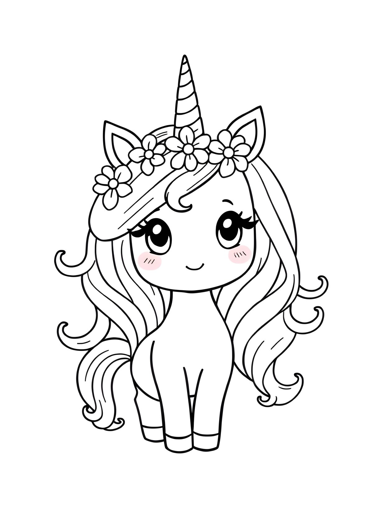 Chibi Unicorn Girl Coloring Page coloring page for kids