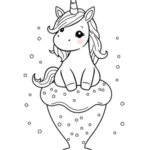 Cute Unicorn Ice Cream Colouring Page coloring page for kids