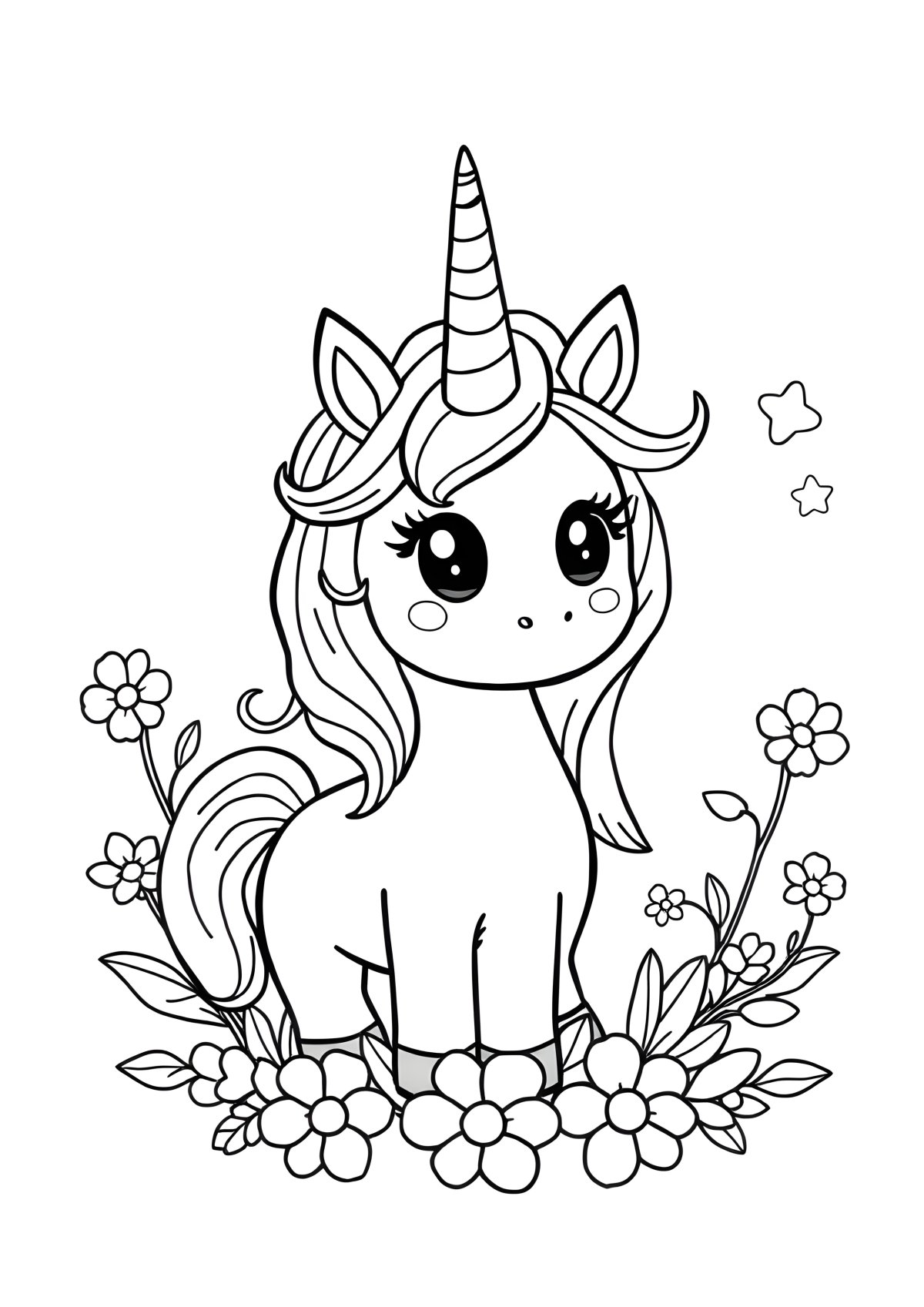 Kawaii Coloring Page For Kids Unicorn coloring page for kids