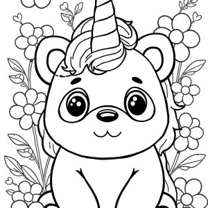 Cute Unicorn Panda Coloring Page coloring page for kids