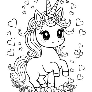 Kawaii Cute Unicorn Coloring Page For Adults coloring page for kids