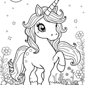 Printable Beautiful Realistic Unicorn Coloring Page coloring page for kids