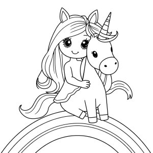 Cute Unicorn Coloring Girl Draw So Cute Colouring Page coloring page for kids