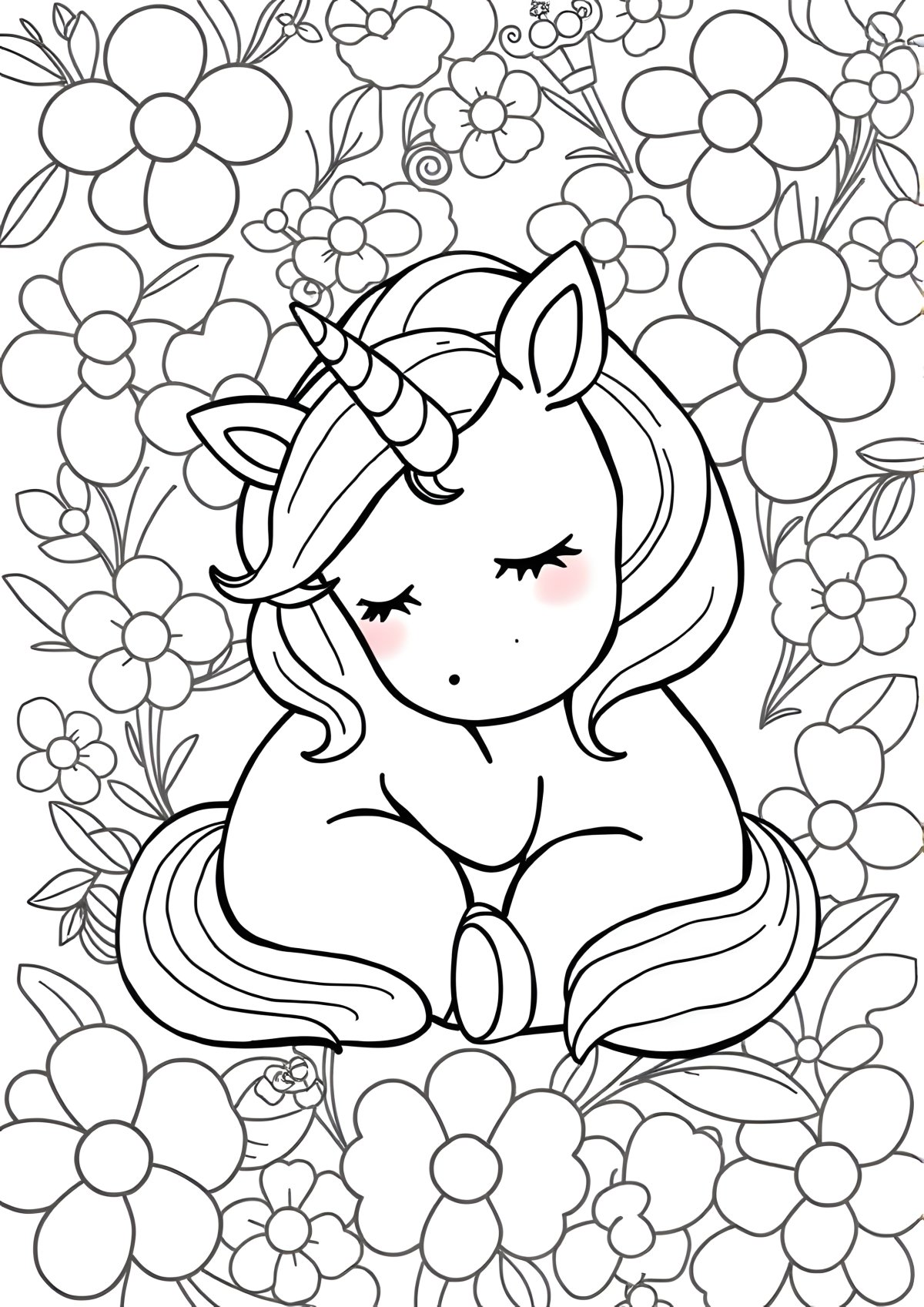 Unicorn Baby Animal Coloring Page coloring page for kids