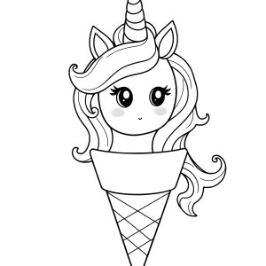 Ice Cream Unicorn Cute Coloring Page For Kids coloring page for kids