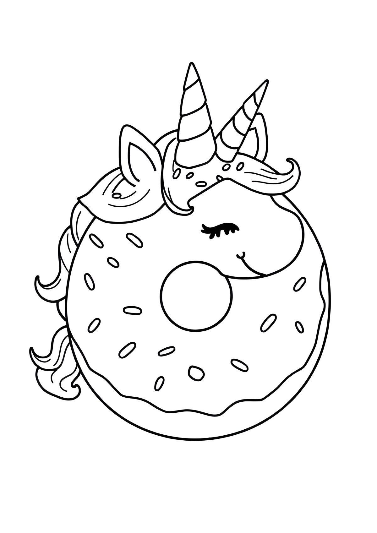 Kawaii Doughnut Unicorn Coloring Page coloring page for kids