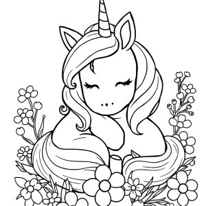 Unicorn Baby Unicorn Cute Animal Coloring Page coloring page for kids
