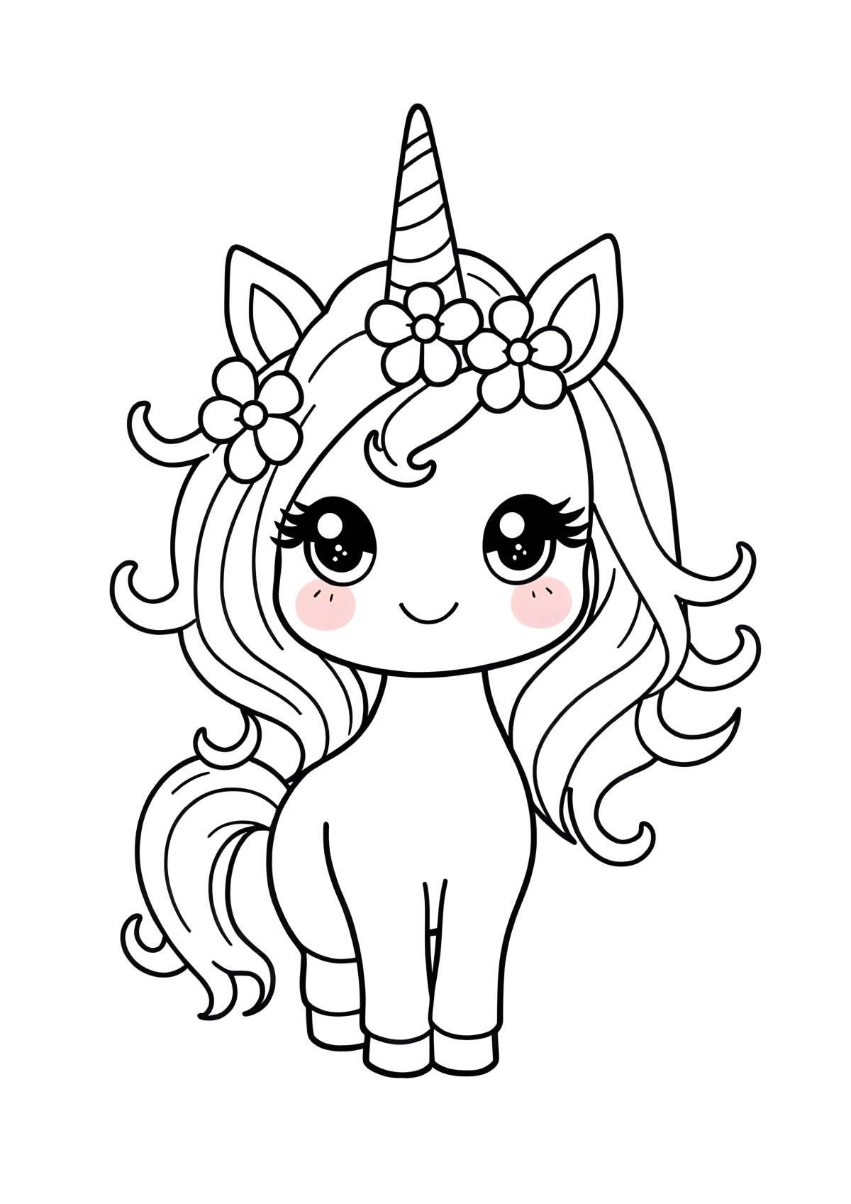Kawaii Draw So Cute Unicorn Girl Coloring Page coloring page for kids