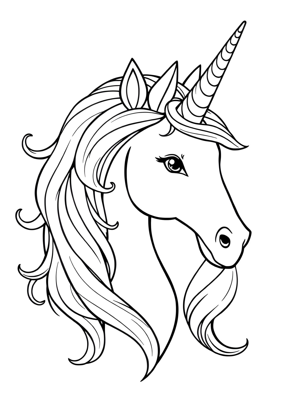 Printable Realistic Unicorn Coloring Page coloring page for kids