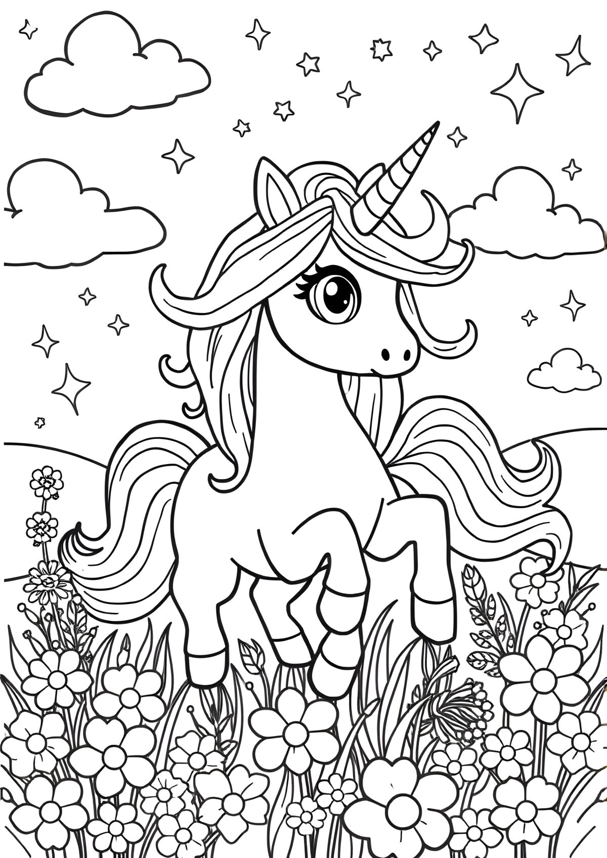 Supercoloring Page Unicorn coloring page for kids