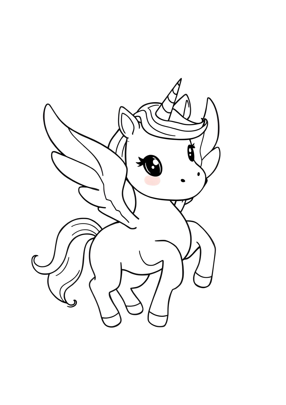 Cartoon Unicorn With Wings Coloring Page coloring page for kids