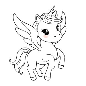 Cartoon Unicorn With Wings Coloring Page coloring page for kids