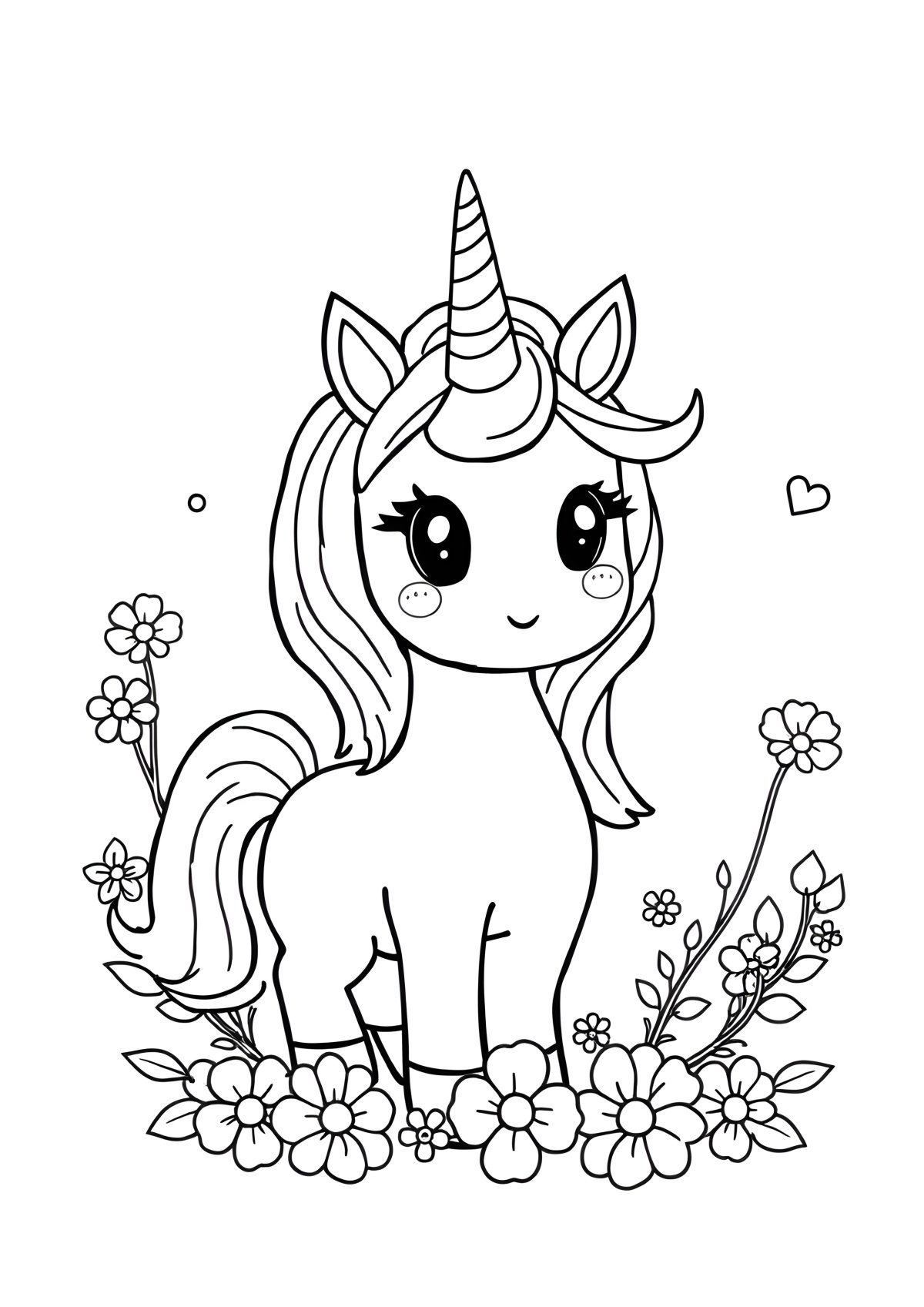 Kawaii Free Printable Unicorn Coloring Page coloring page for kids