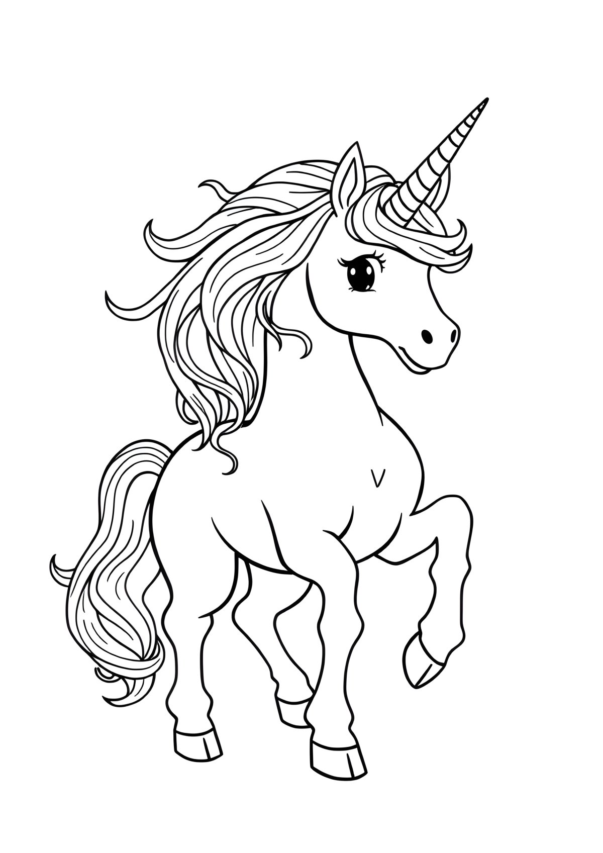 Realistic Coloring Page Unicorn coloring page for kids