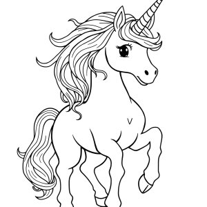 Realistic Coloring Page Unicorn coloring page for kids
