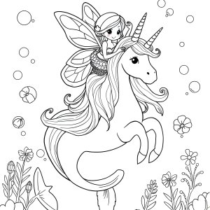 Cute Fairy Unicorn Mermaid Coloring Page coloring page for kids