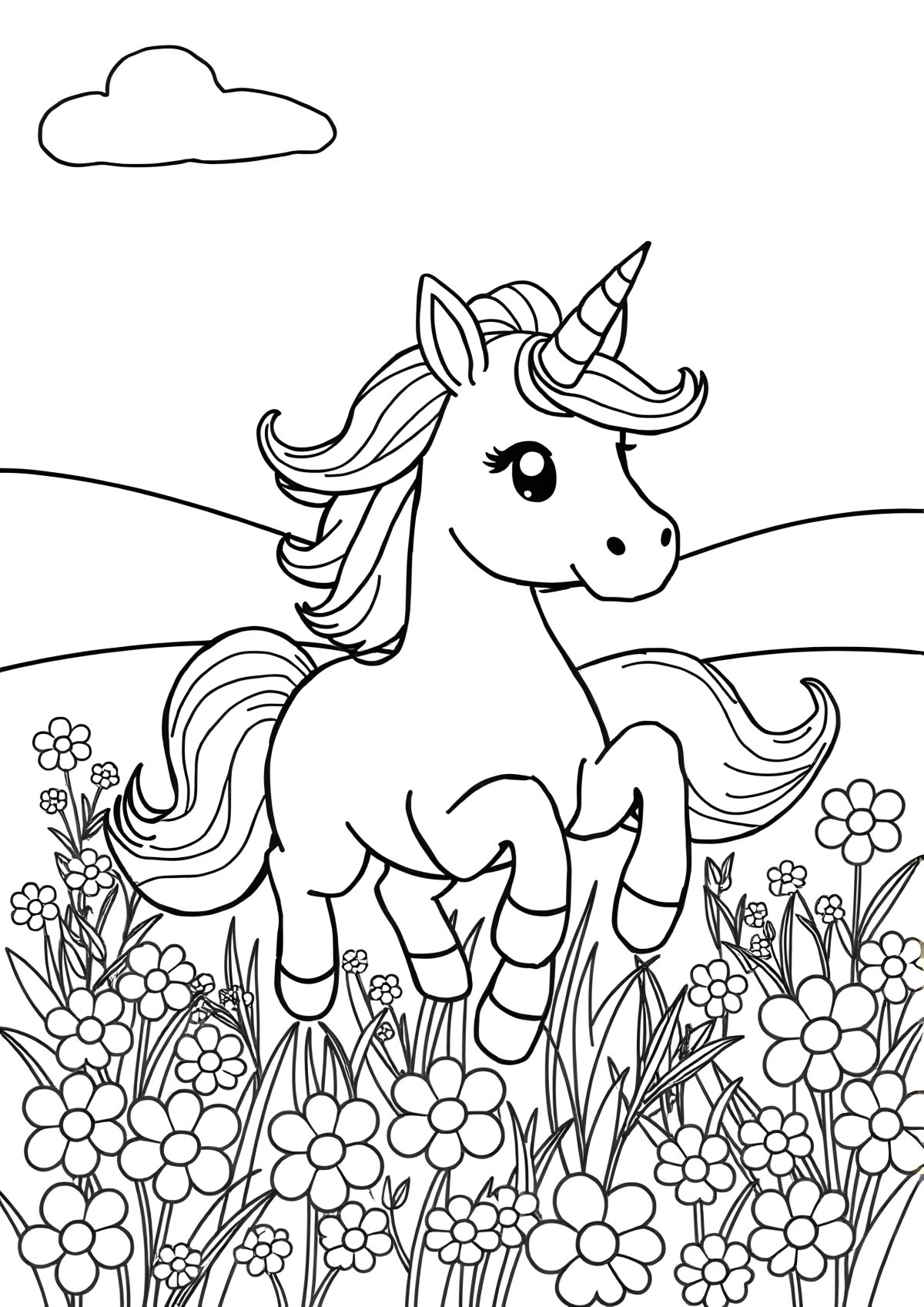 Kids Coloring Page Printable Unicorn coloring page for kids
