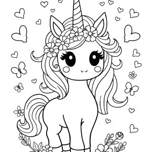 Kawaii Kawaii Printable Unicorn Coloring Page coloring page for kids