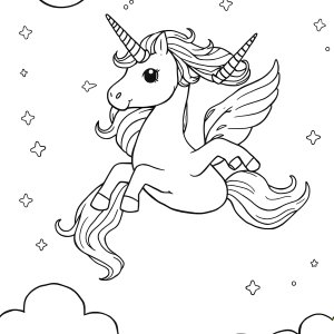 Flying Unicorn Colouring Page coloring page for kids