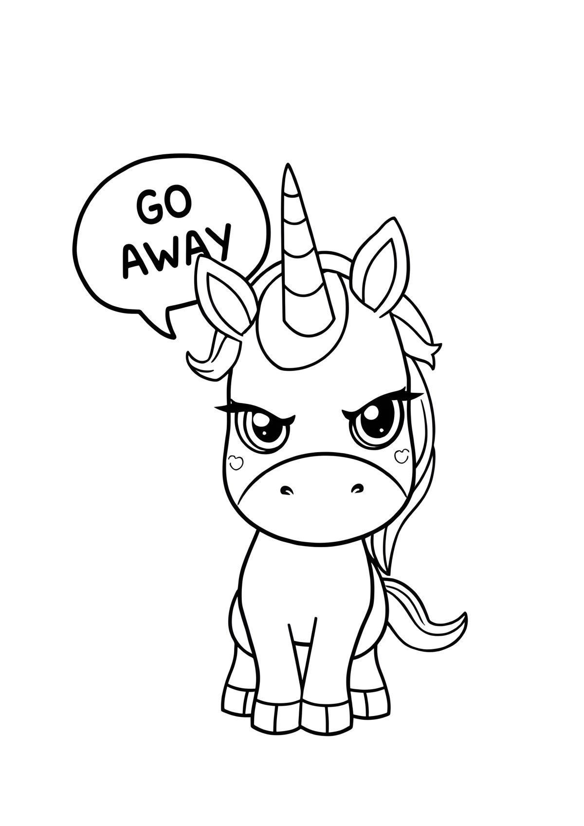 Go Away Unicorn Coloring Page coloring page for kids