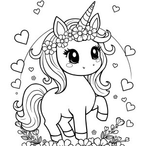 Kawaii Unicorn Coloring Page To Print coloring page for kids