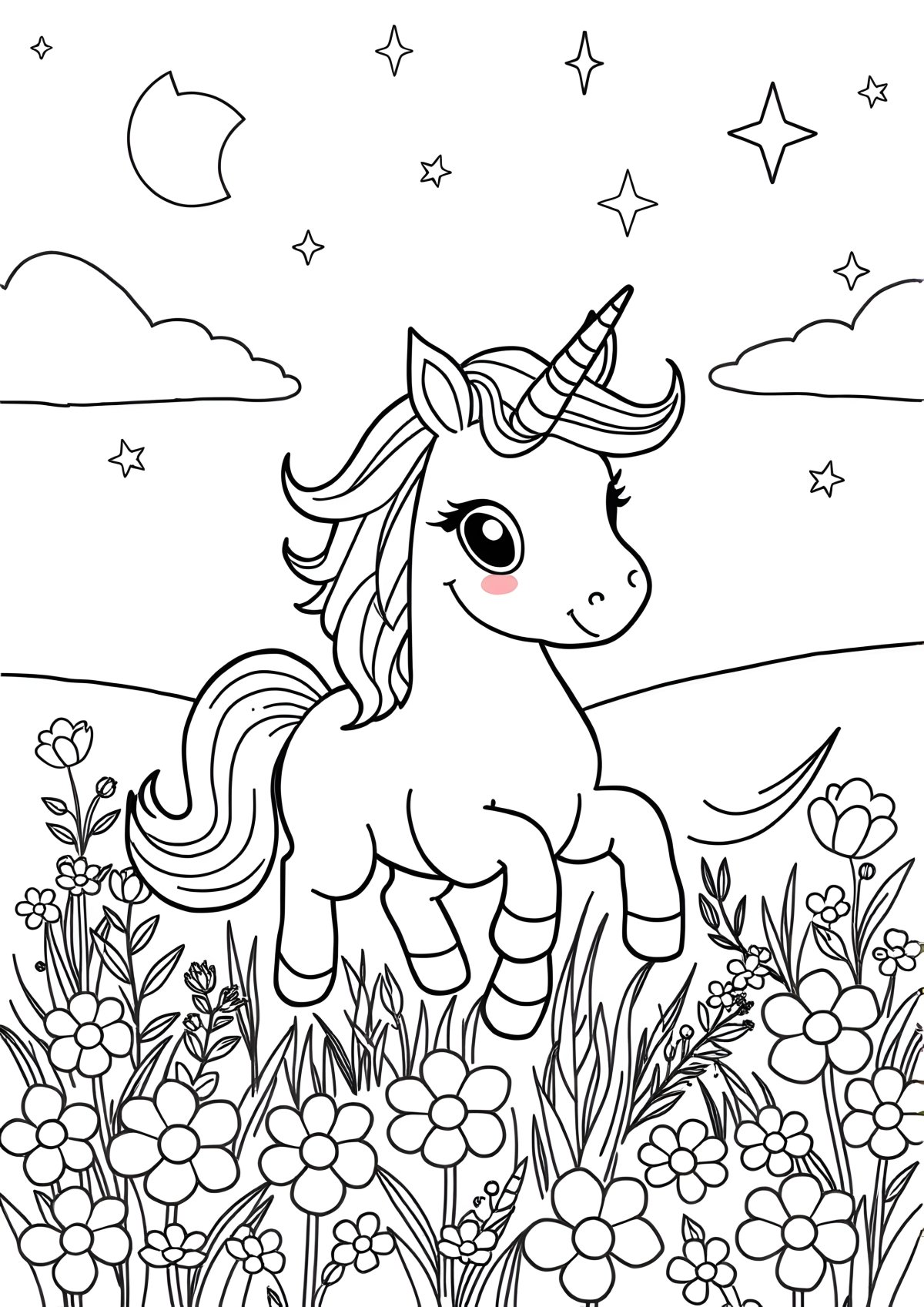Coloring Page Online Unicorn coloring page for kids