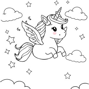 Flying Unicorns Coloring Page coloring page for kids