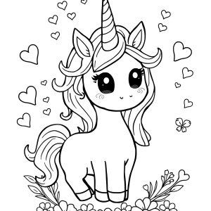 Kawaii Unicornio Unicorn Coloring Page coloring page for kids