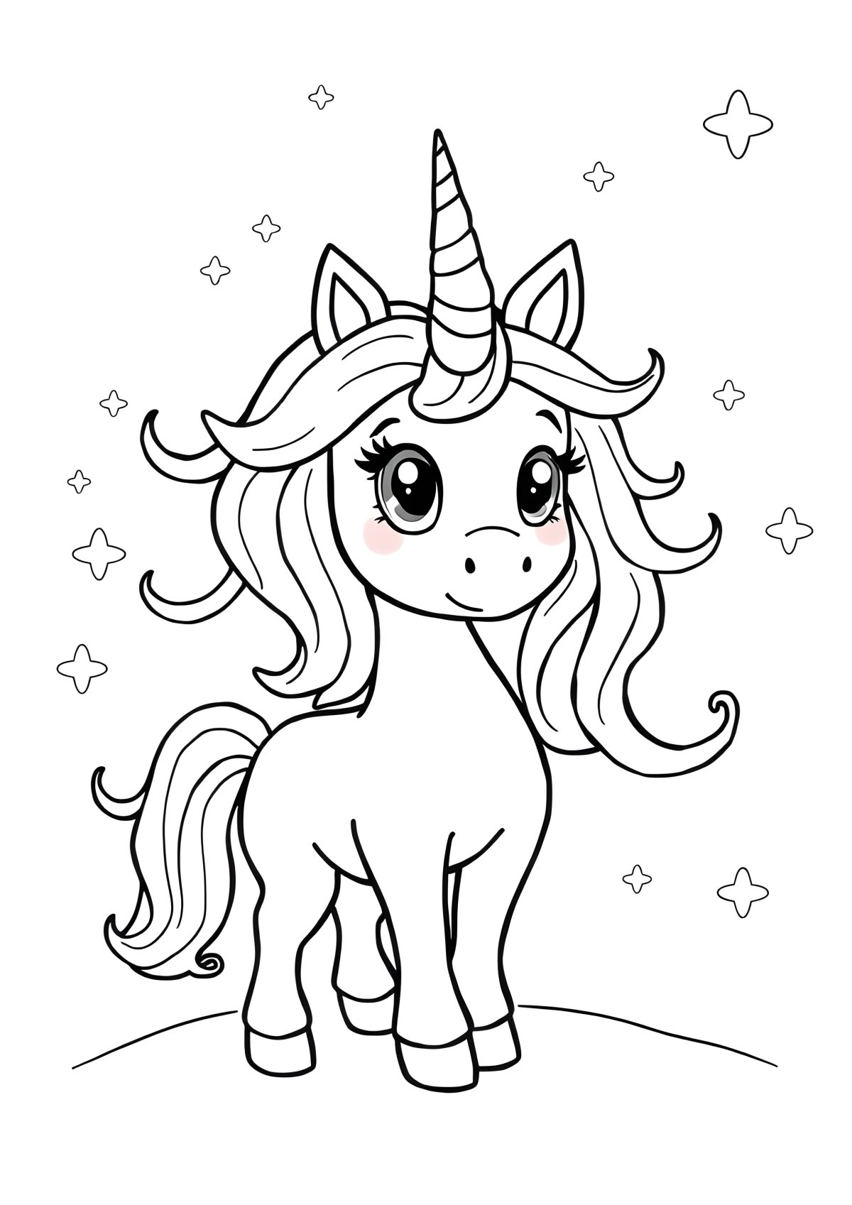 Unicorn Coloring Page Cartoon coloring page for kids