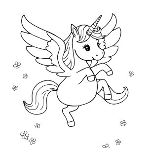 Free Coloring Page Unicorn With Wings coloring page for kids