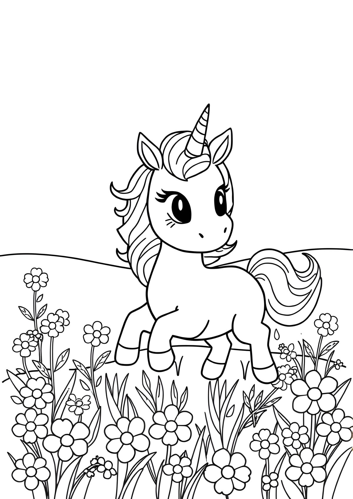 Kids Adorable Cute Unicorn Coloring Page coloring page for kids