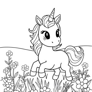 Kids Adorable Cute Unicorn Coloring Page coloring page for kids