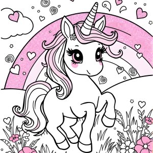 Lisa Frank Unicorn Rainbow Coloring Page coloring page for kids