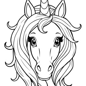 Realistic Unicorn Head Coloring Page coloring page for kids