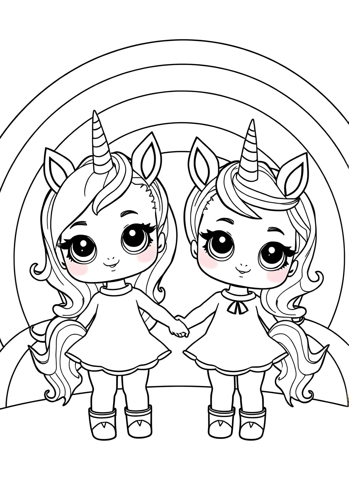 Sisters Series 3 Unicorn Lol Coloring Page coloring page for kids