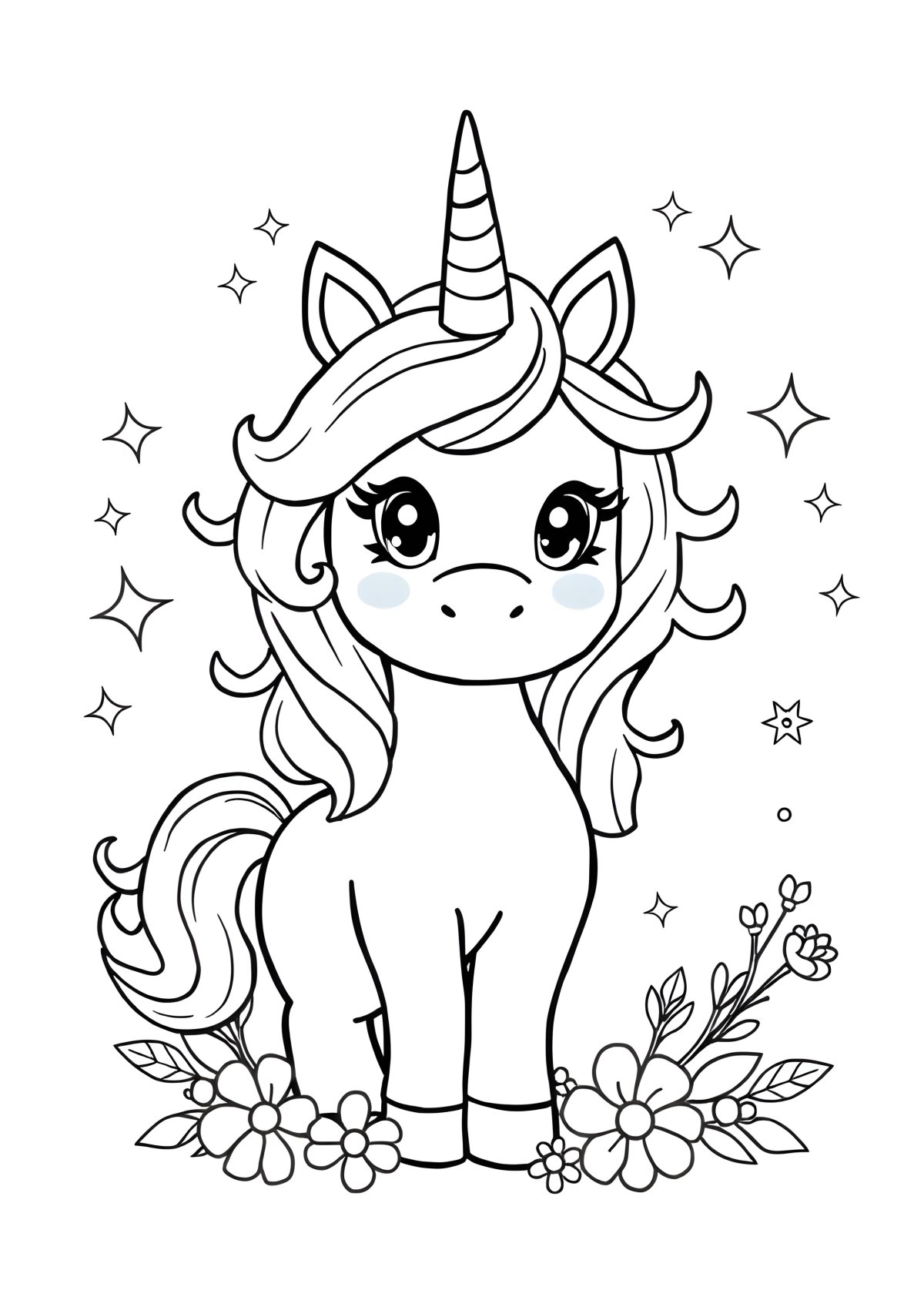 Toddler Unicorn Coloring Page coloring page for kids