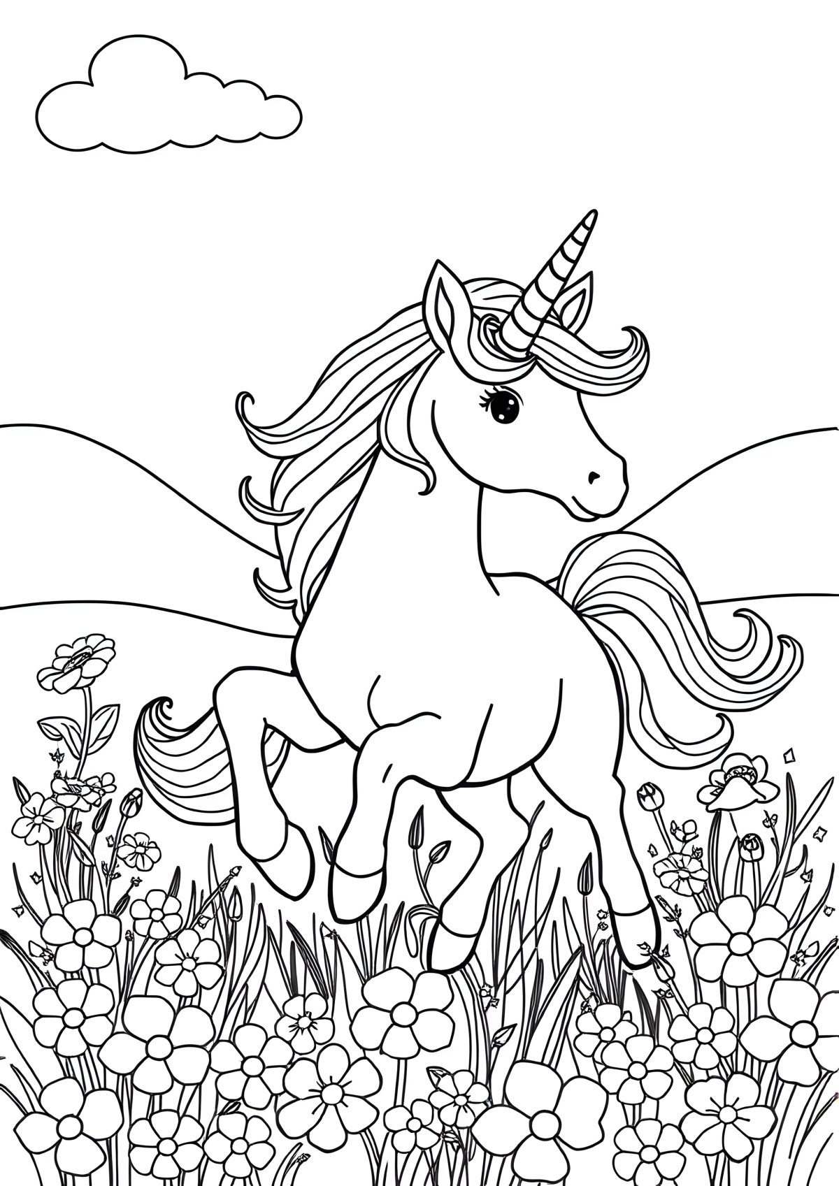 Unicorn Coloring Page Already Colored coloring page for kids