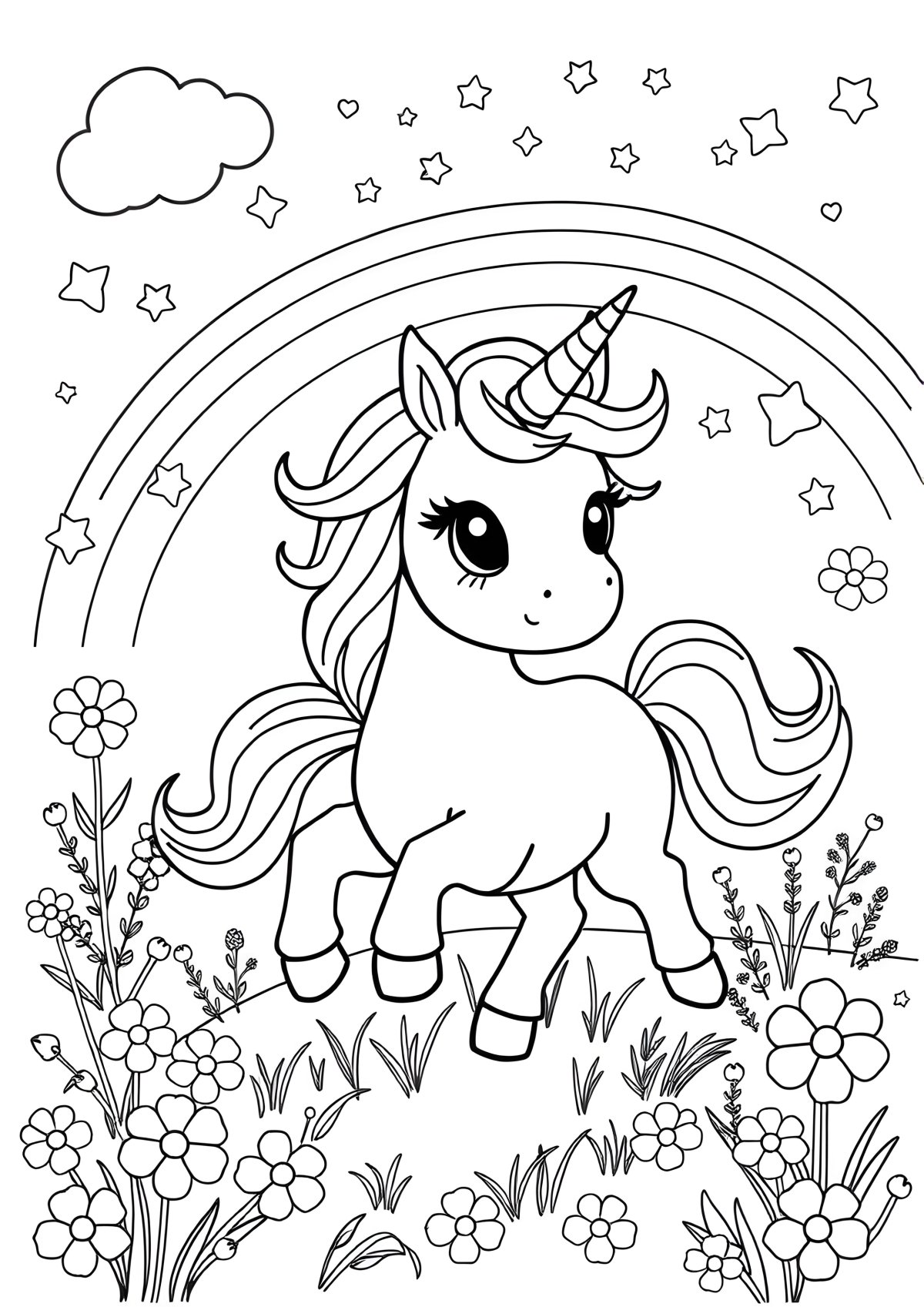Unicorn Coloring Page Cute Pictures To Print coloring page for kids