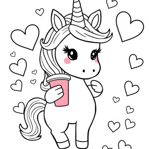 Draw Unicorn Starbucks Coloring Page coloring page for kids