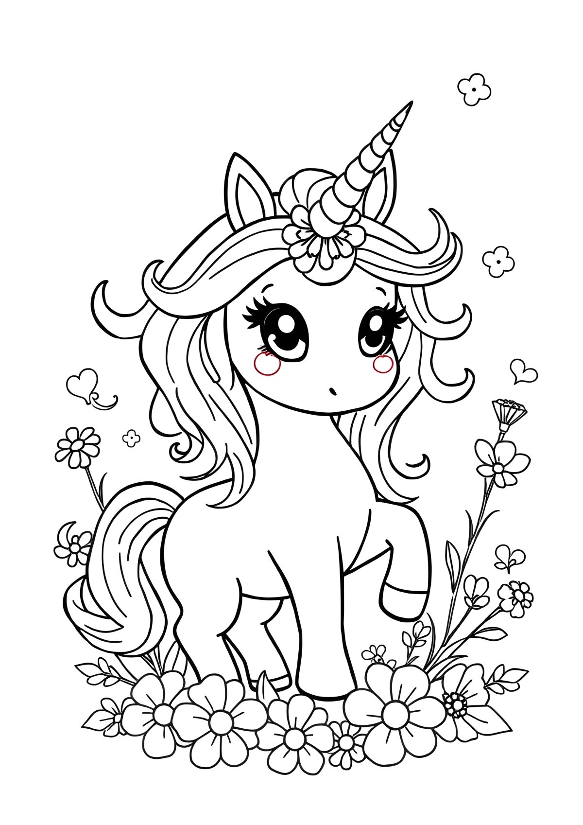 Kids Cute Unicorn Coloring Page For Adults coloring page for kids