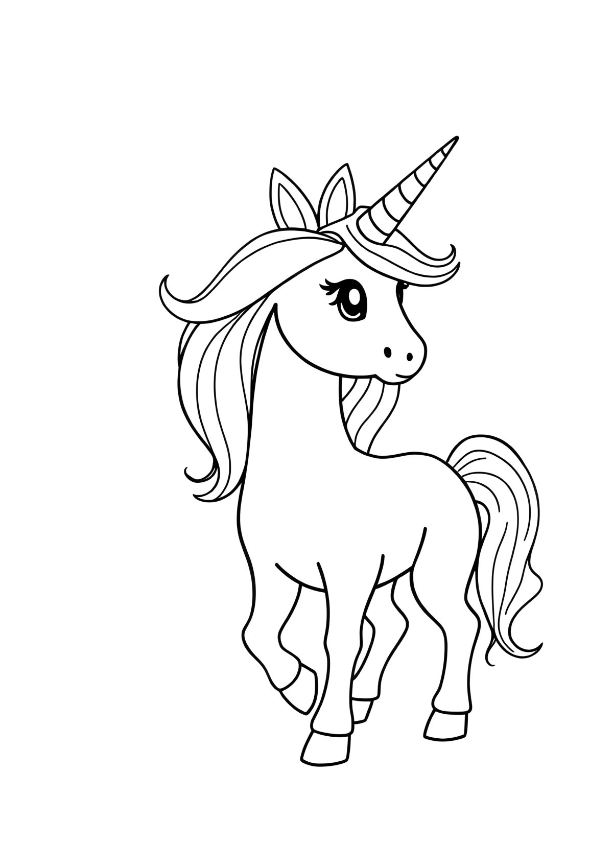 Simple Realistic Unicorn Coloring Page coloring page for kids