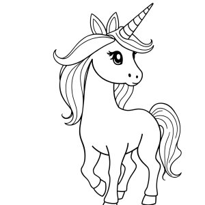 Simple Realistic Unicorn Coloring Page coloring page for kids