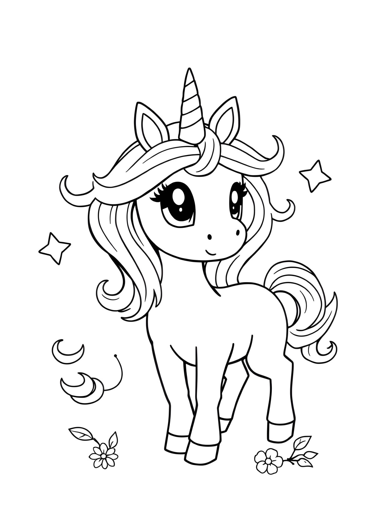 Unicorn Easy Girl Coloring Page For Kids coloring page for kids
