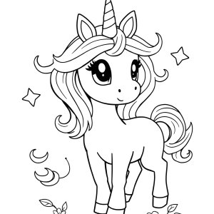 Unicorn Easy Girl Coloring Page For Kids coloring page for kids