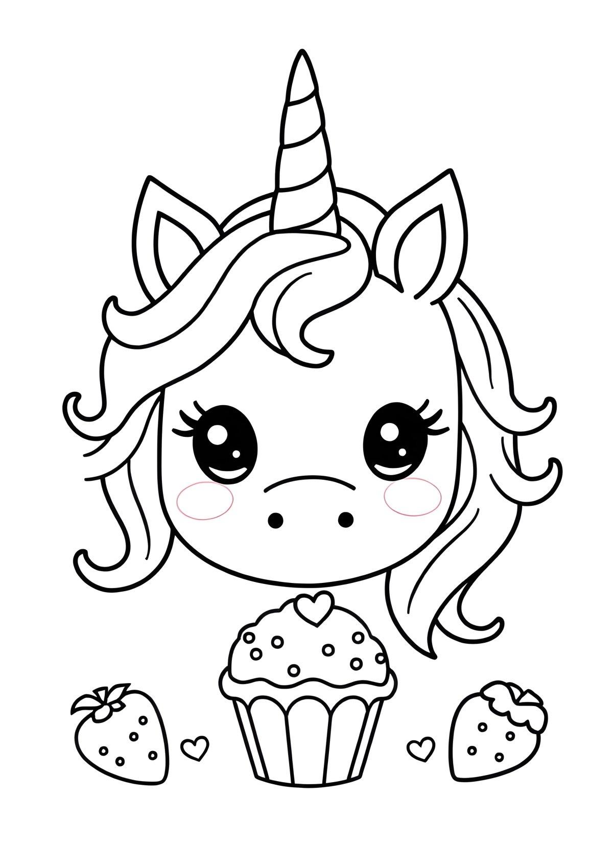 Food Unicorn Coloring Kawaii Cute Coloring Page coloring page for kids