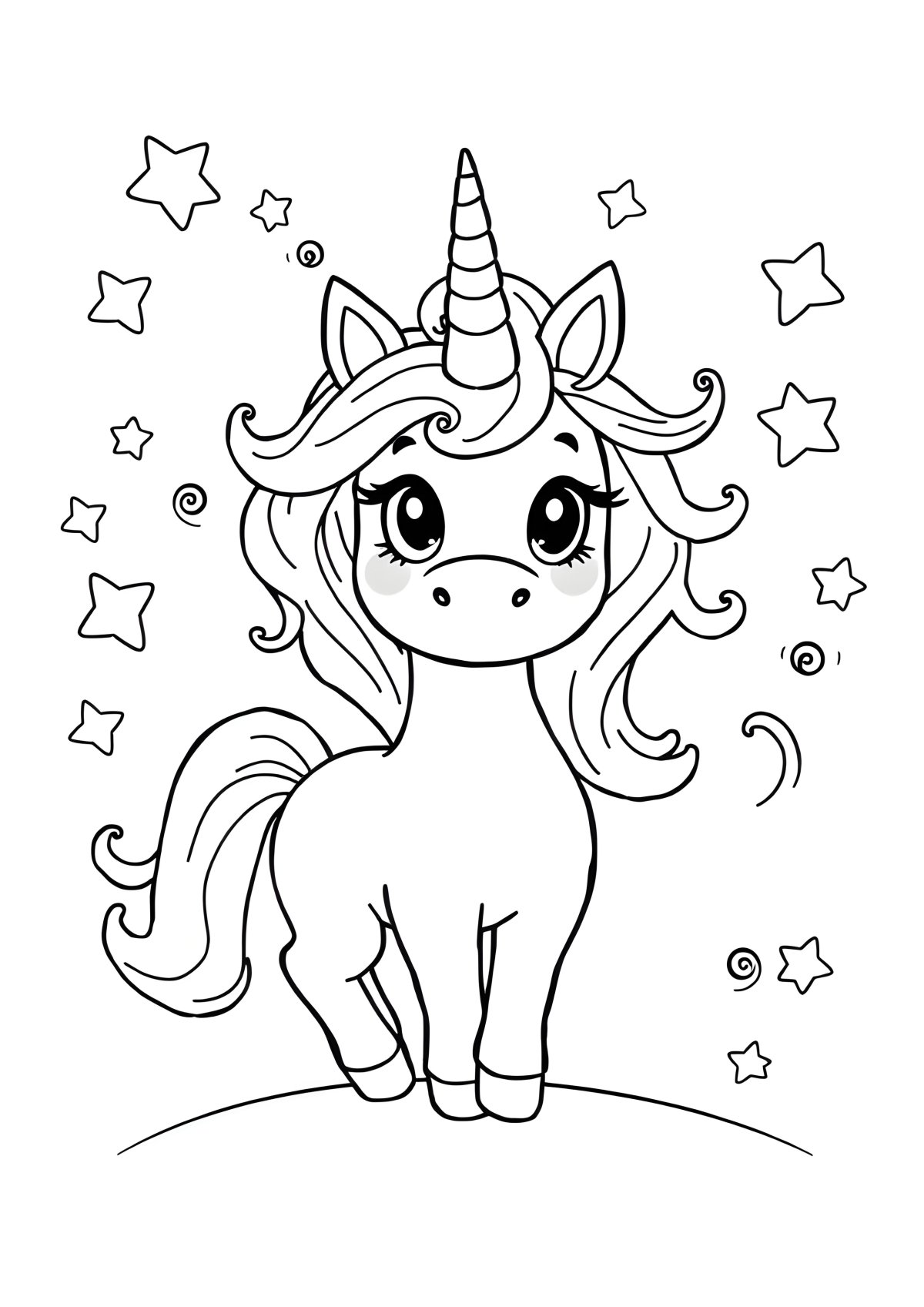 Kids Printable Cute Unicorn Coloring Page coloring page for kids