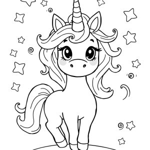 Kids Printable Cute Unicorn Coloring Page coloring page for kids