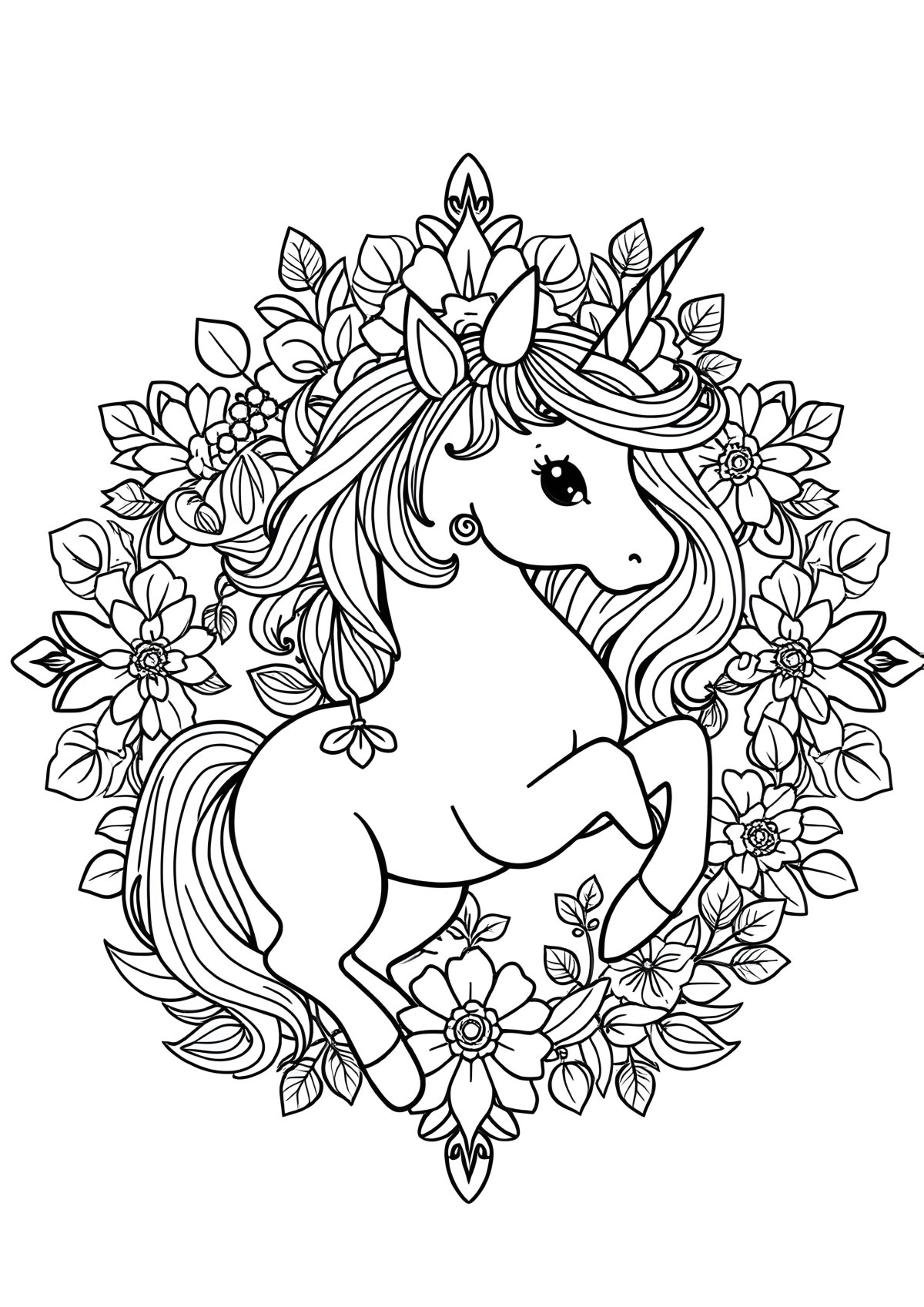 Beautiful Unicorn Mandala Coloring Page coloring page for kids