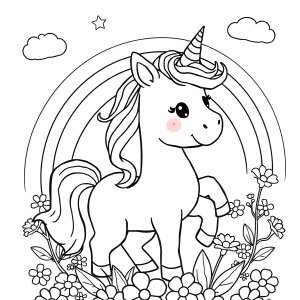 Kids Rainbow Cute Unicorn Coloring Page coloring page for kids