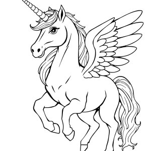 Pegasus Realistic Hard Unicorn Coloring Page coloring page for kids